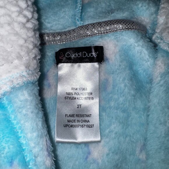 Cuddl Duds Toddler Girls' Hooded Robe Size 2T - Unicorn Print - Sherpa & Fleece - Picture 2 of 4